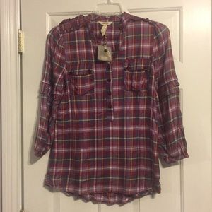NWT Matilda Jane Plaid Top Size Large